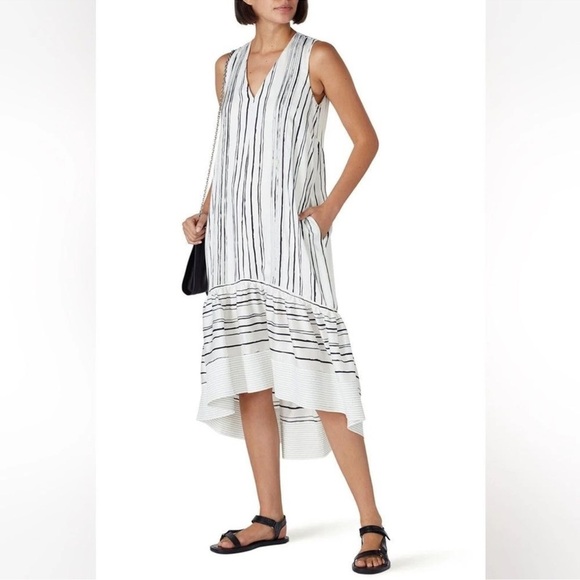 3.1 Phillip Lim High-Low Painted Black and White Sleeveless Dress- Size 0 - Picture 1 of 8